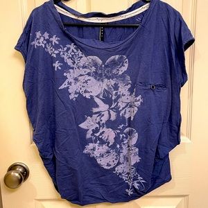 Roxy Slouchy Tee Purple Floral Sz M
